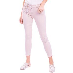 PAMELA HENSON Delicious Chinos Cinq Cut Slim Fit Frayed Pale Rose Jeans US 12
